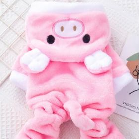 Pet Apparel; Piggy Shaped Winter Warm Flush Clothes For Doggy (Color: pink, size: XL)