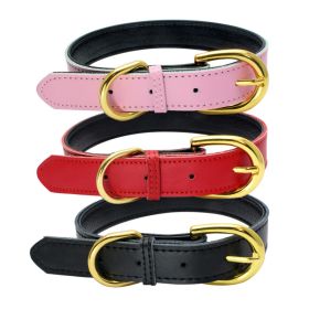 Genuine Leather Dog Collar; Wide Dog Collar; Soft Padded Breathable Adjustable Tactical Waterproof Pet Collar (colour: yellow, Specification (L * W): XS 30*1.5cm)