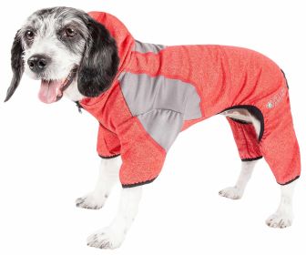 Pet Life Active 'Fur-Breeze' Heathered Performance 4-Way Stretch Two-Toned Full Bodied Hoodie (Color: Red, size: large)