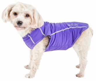 Pet Life Active 'Racerbark' 4-Way Stretch Performance Active Dog Tank Top T-Shirt (Color: Purple, size: large)