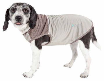 Pet Life Active 'Aero-Pawlse' Heathered Quick-Dry And 4-Way Stretch-Performance Dog Tank Top T-Shirt (Color: Brown, size: large)