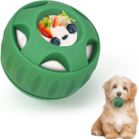 Dog Chew Toys For Puppies And Treat Trays, Long-Lasting Refillable Treat Toys And Silicone, Dog Treat Molds, Reusable, Dishwasher Safe (Color: Single Ball green)